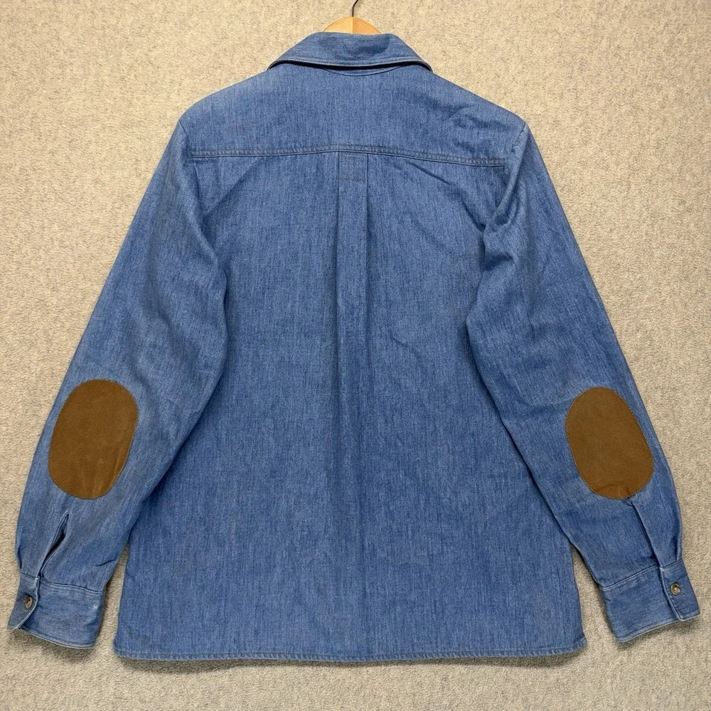 Vintage Levi's Panatela Denim Shirt Jacket XL Blue Chambray‎ Western Elbow Patch